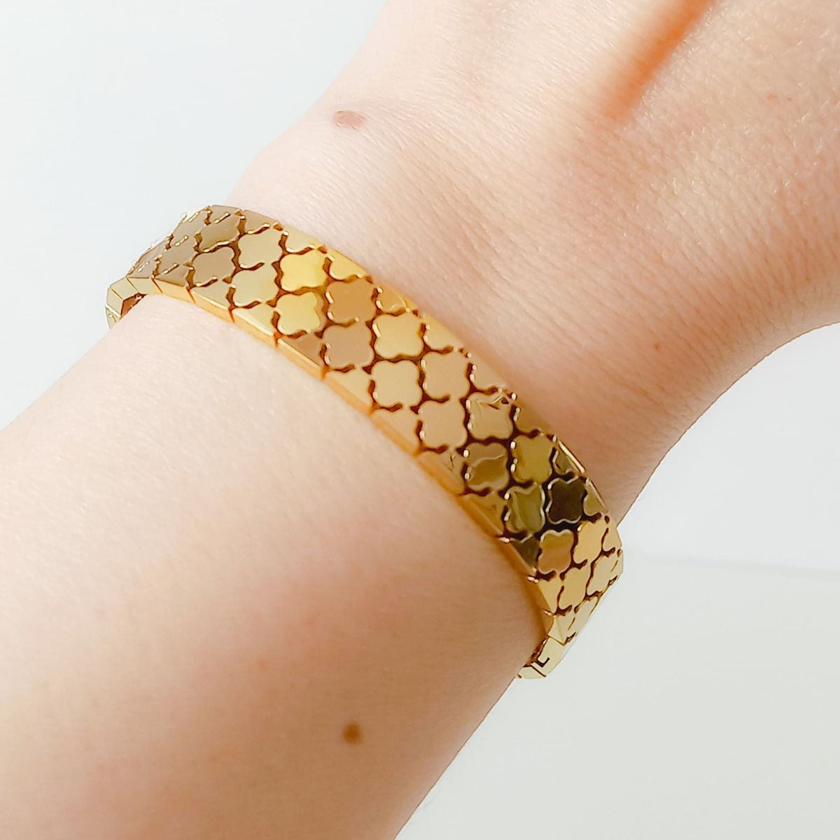 Gold Tone Clover Cuff