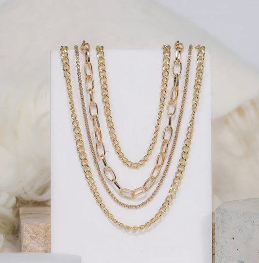 4 Layered Sparkle Gold Toned Necklace