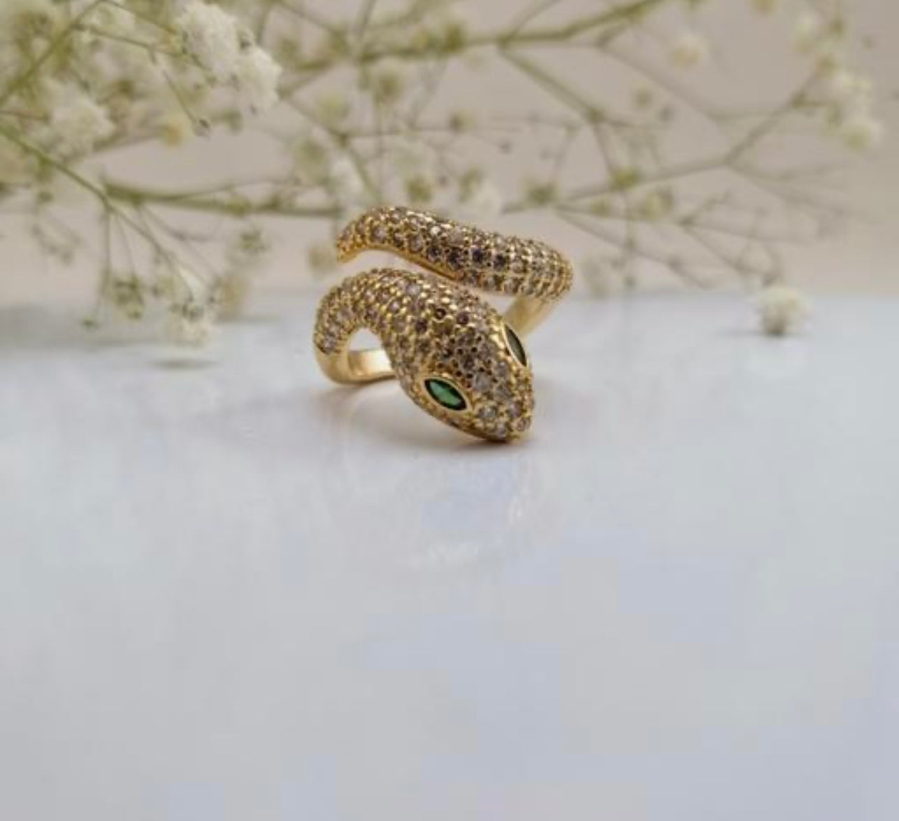 Studded Gold Snake Ring