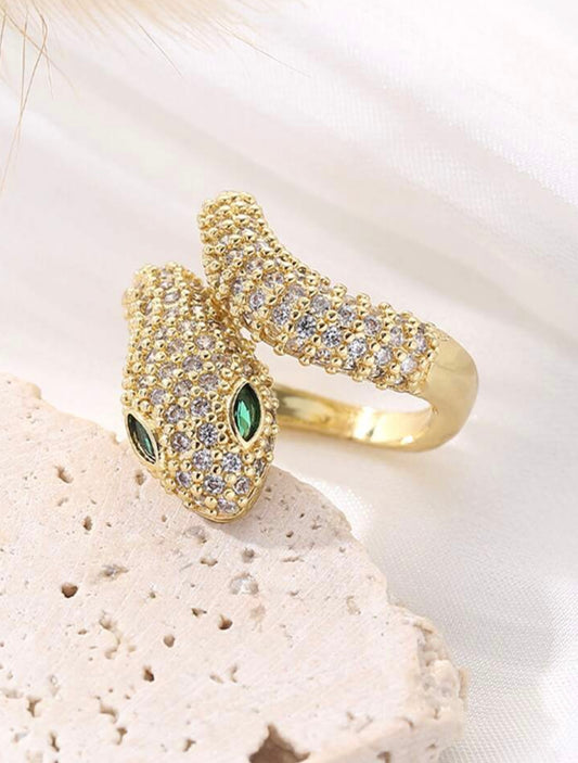 Studded Gold Snake Ring