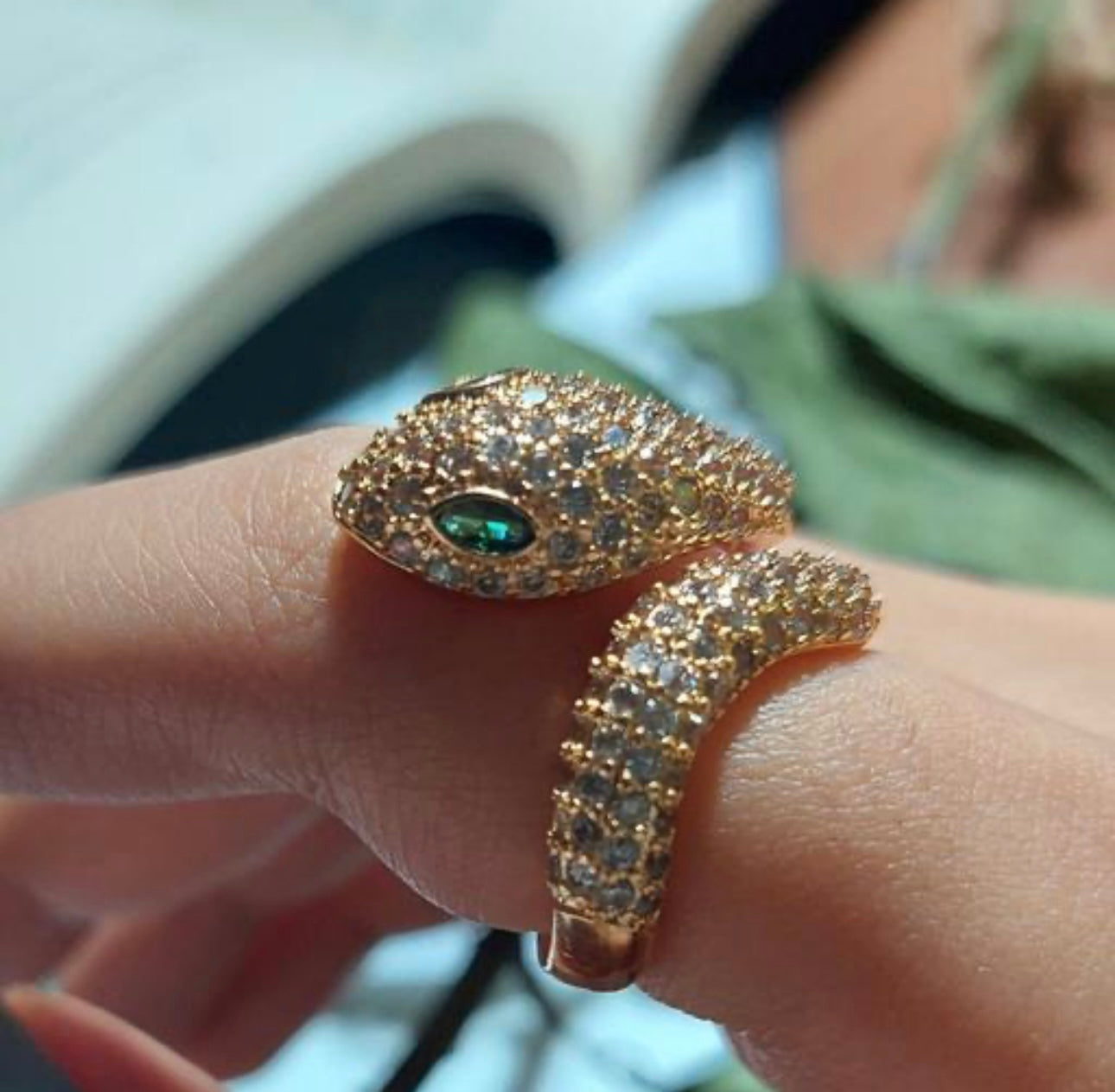 Studded Gold Snake Ring