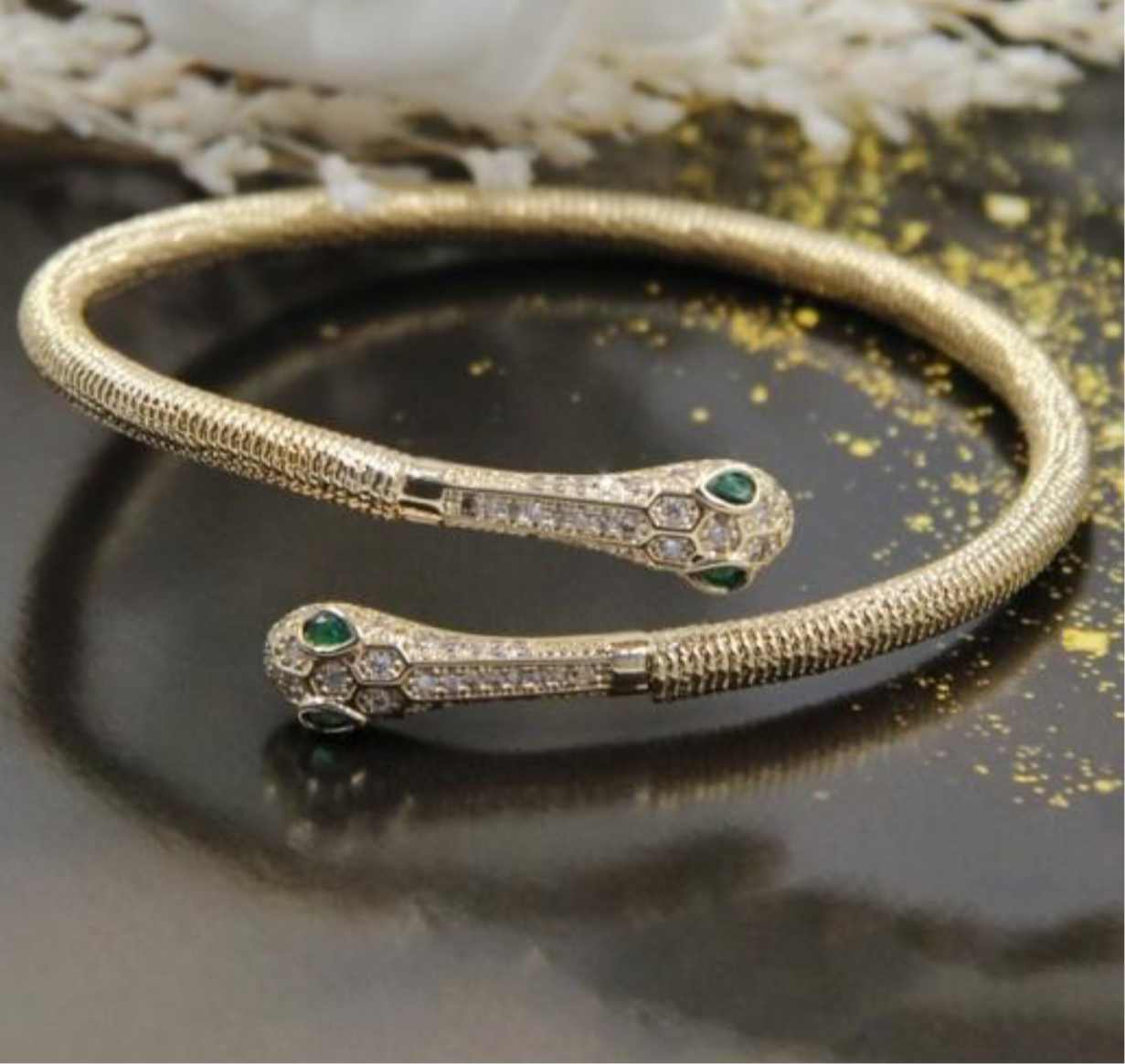 Studded Snake Gold Cuff