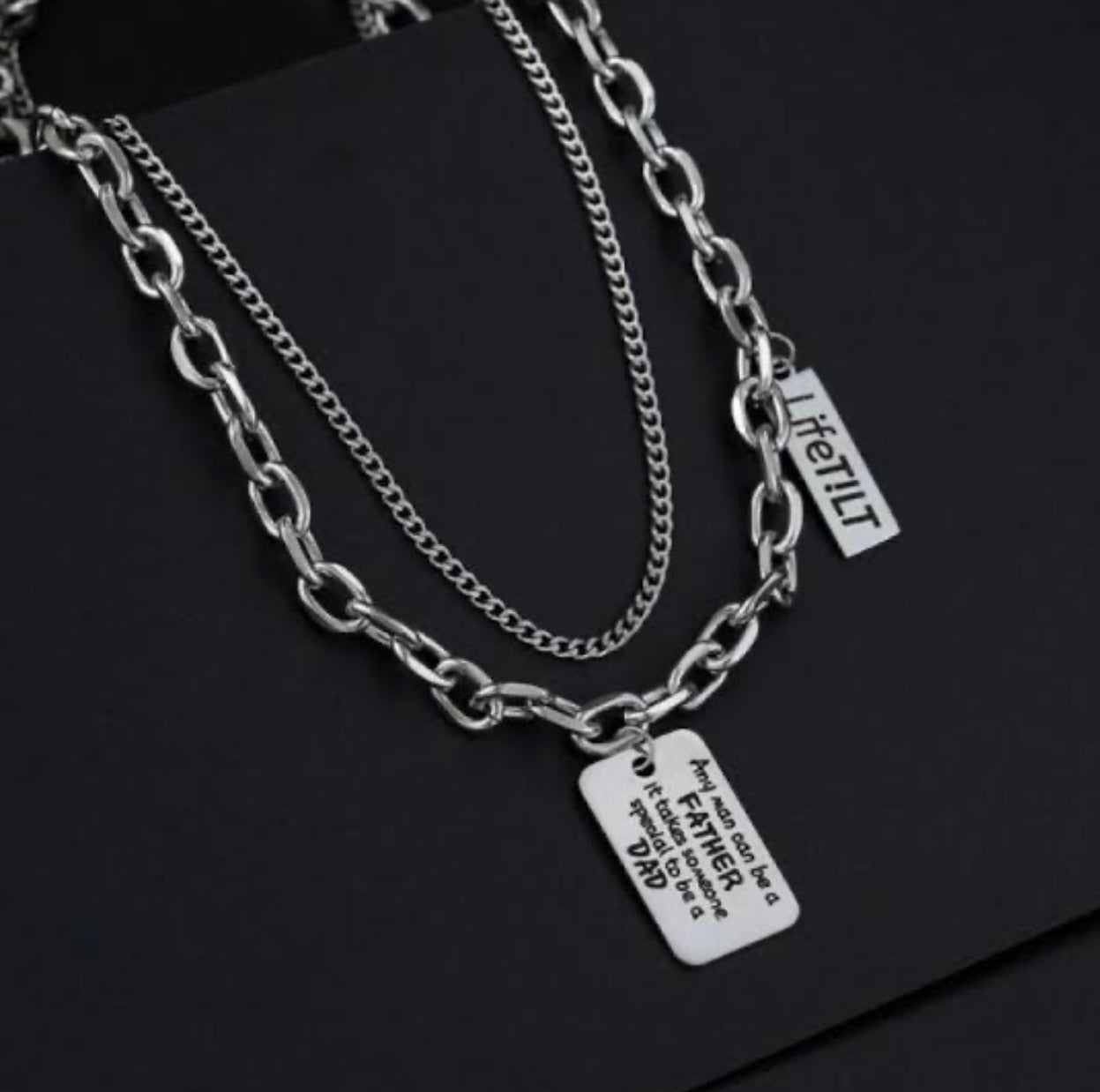 Square Multi Layer Tag Pendant chain